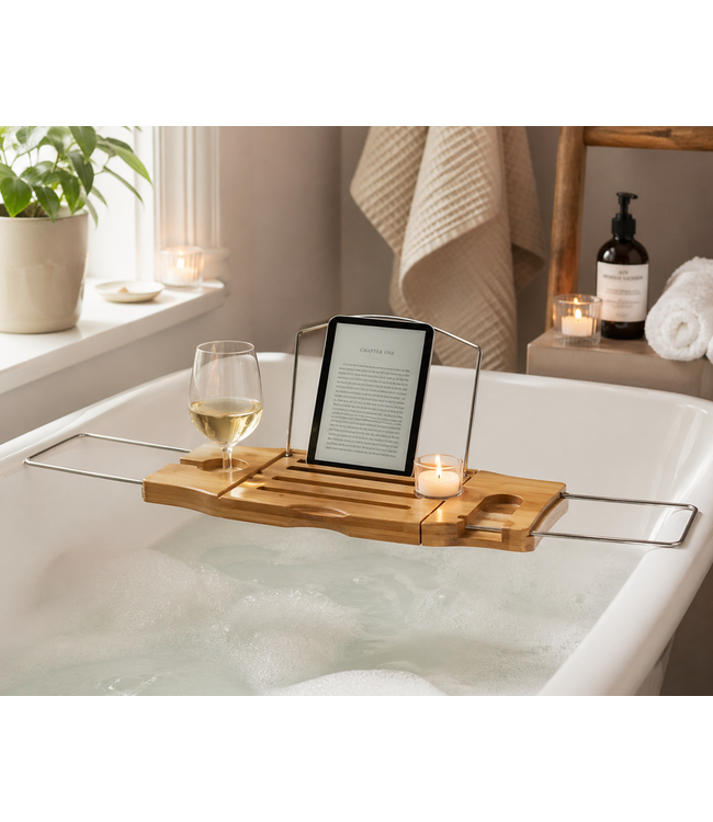 TRANQUILITY BAMBOO BATH CADDY 7X19-33.5"