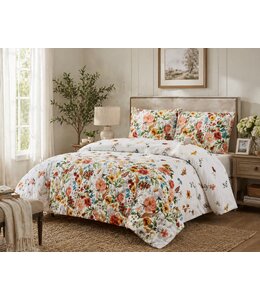ROSALIE 3Pc COMFORTER SET WHITE FLORAL