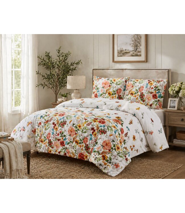 *ROSALIE 3Pc COMFORTER SET WHITE FLORAL