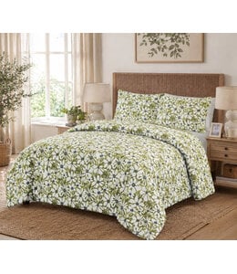 NOLA 3Pc COMFORTER SET GREEN FLORAL