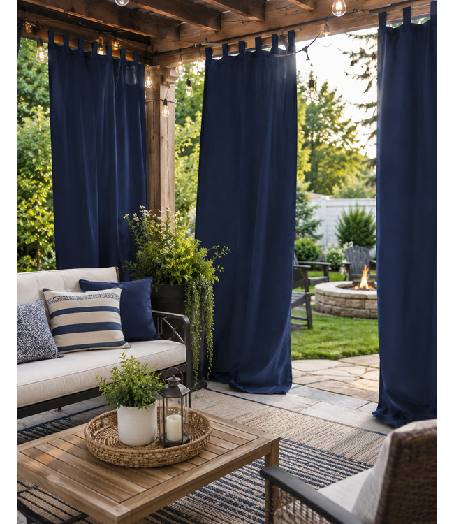 LAUREN TAYLOR SOLID OUTDOOR VELCRO TOP PANELS AST 52X84"