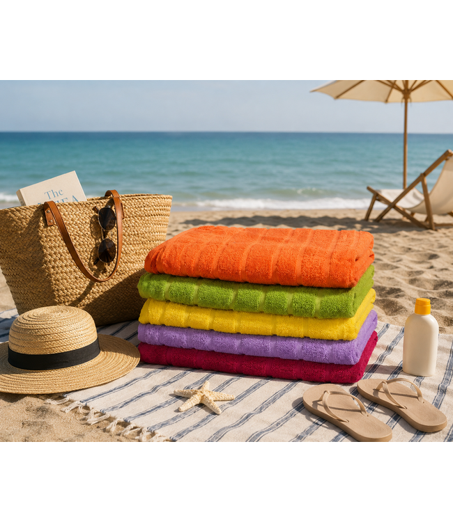 WAVE BRIGHT BEACH TOWEL AST 28X58"
