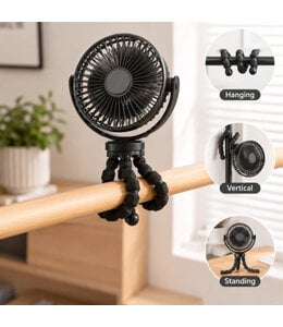OCTOPUS RECHARGABLE BLACK FAN