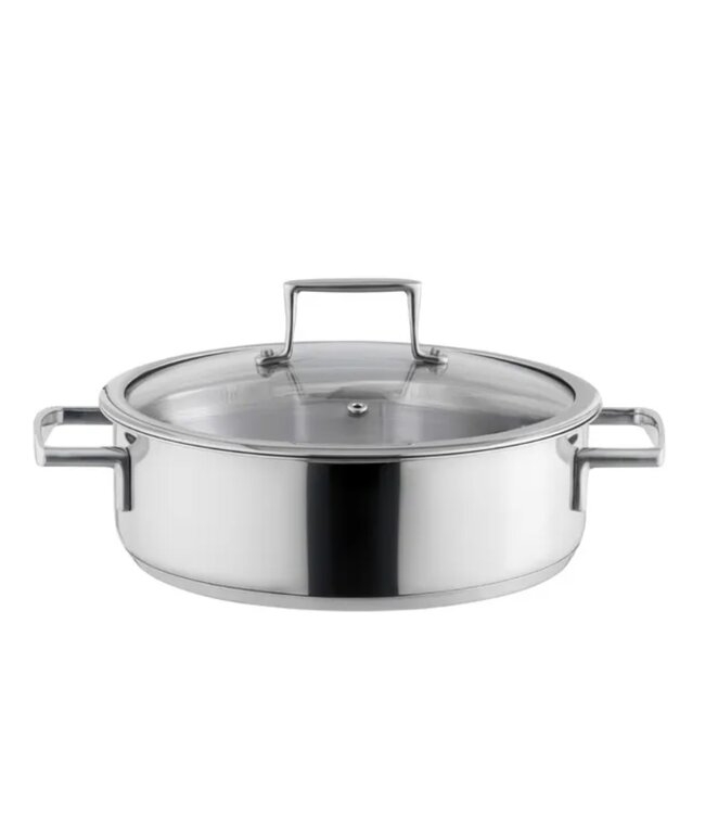 MADAME COCO ELENA STAINLESS STEEL SHALLOW POT w/LID 3400 ml