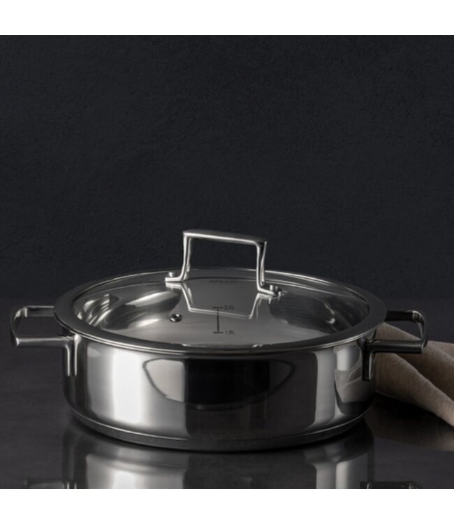 MADAME COCO ELENA STAINLESS STEEL SHALLOW POT w/LID 3400 ml