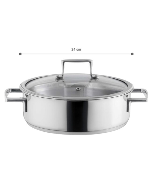 MADAME COCO ELENA STAINLESS STEEL SHALLOW POT w/LID 3400 ml