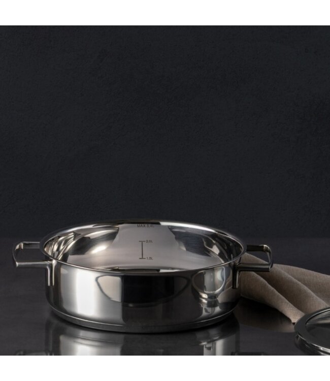 MADAME COCO ELENA STAINLESS STEEL SHALLOW POT w/LID 3400 ml