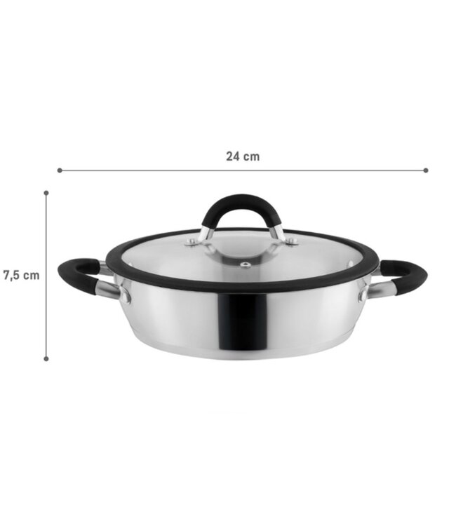 MADAME COCO COLIN STAINLESS STEEL SHALLOW POT w/LID 2700 ml