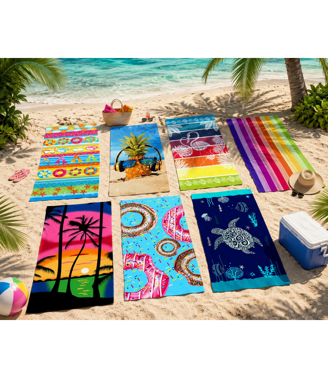 LAUREN TAYLOR ASSORTED COTTON PRINTED BEACH TOWELS 28X58"