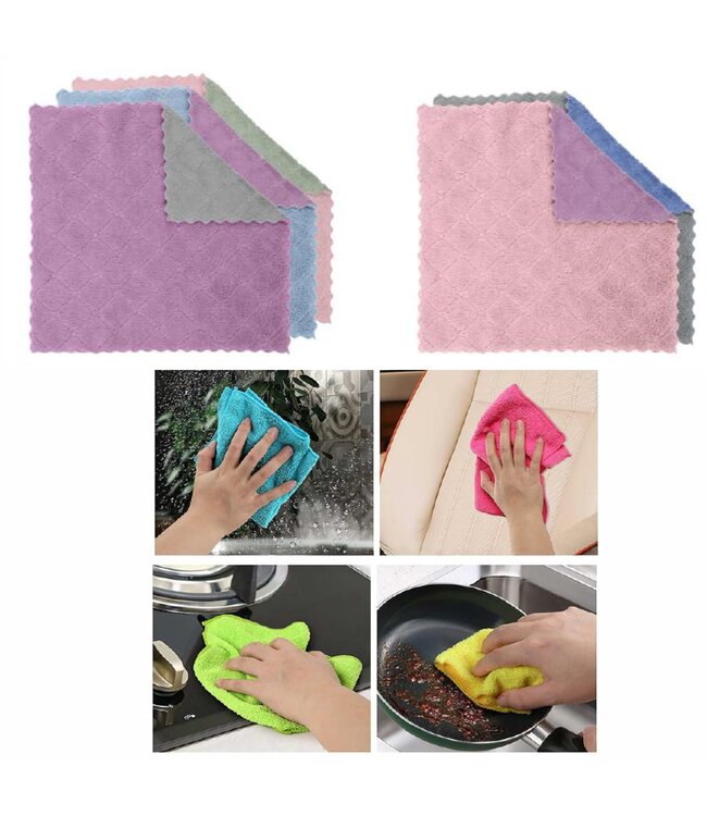 CLEAN CONCEPT 5PK MICROFIBER CLEANING CLOTH AST 12x12"