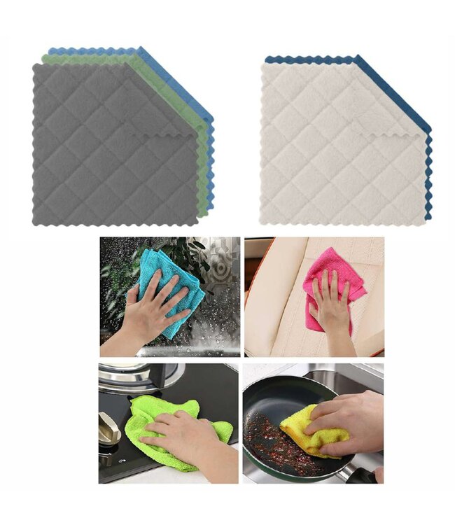 CLEAN CONCEPT 5PK MICROFIBER/CORAL FLEECE CLEANING CLOTH AST 12x12"