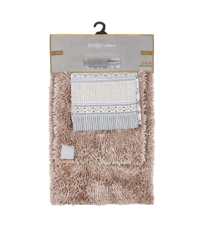 SHAGGY 4PC BATH MAT SET 17X24” / 20X23” TAUPE