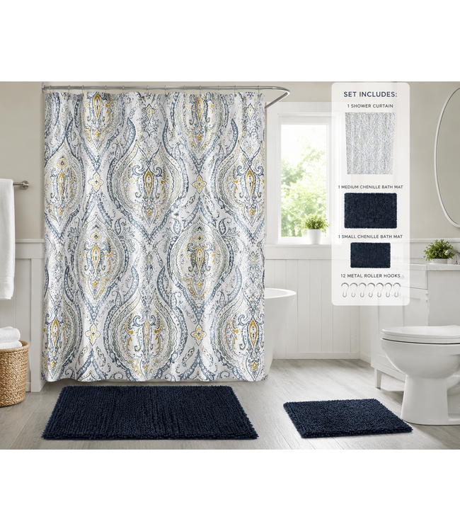 SHAGGY 4PC BATH MAT SET 17X24” / 20X23” BLUE
