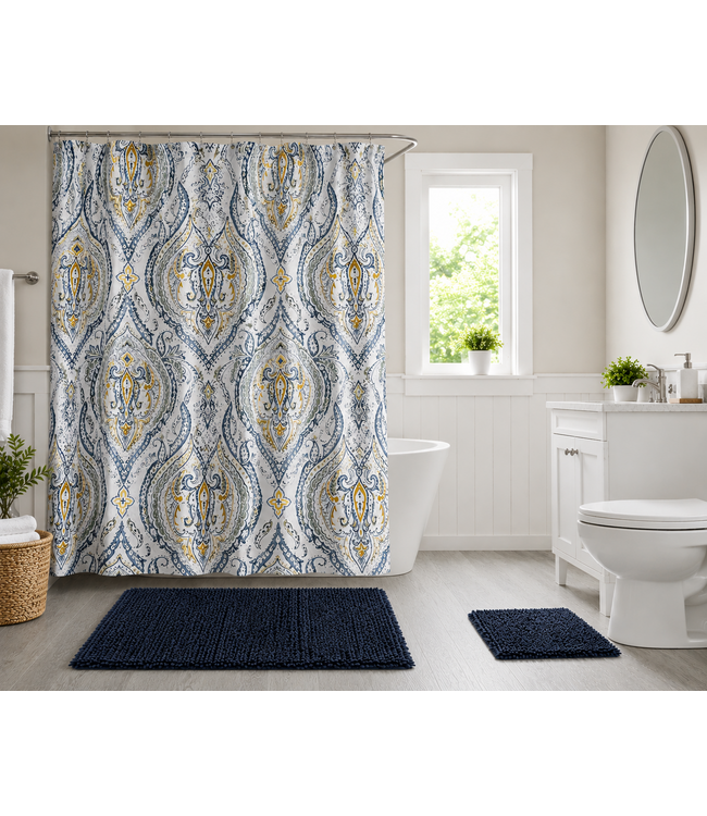 SHAGGY 4PC BATH MAT SET 17X24” / 20X23” BLUE