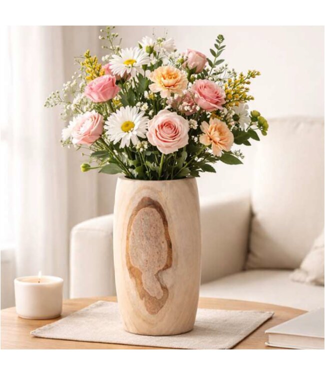 ARTISINAL WOOD VASE 14"x6"