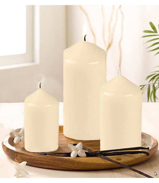 SET of 3 PILLAR CANDLE IVORY 4"/5"/7"