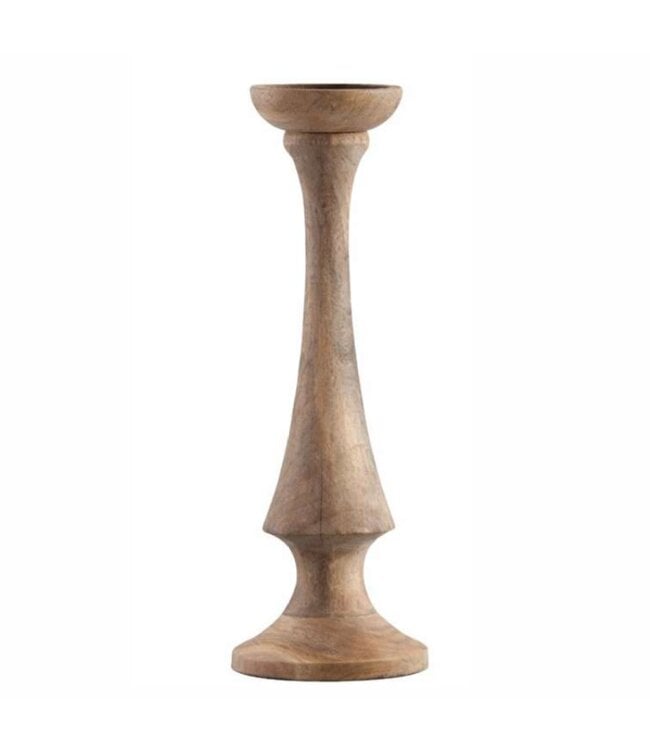 NATURAL WOOD CANDLESTICK HOLDER 4"x4"x10"