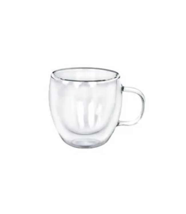 A LA CUISINE 2Pk DOUBLE WALLED GLASS CUP w/HANDLE - 150ML