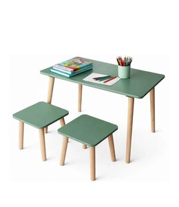 mari & mac 3Pc KIDS WOOD TABLE AND STOOL SET