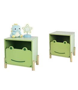 mari & mac KIDS WOOD FROG STORAGE BOX GREEN 14"x12"x17"
