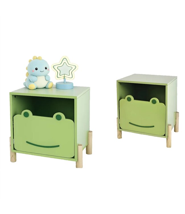 mari & mac KIDS WOOD FROG STORAGE BOX GREEN 14"x12"x17"