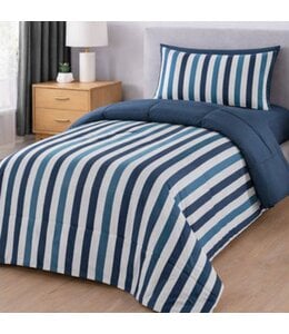 2Pc PRINTED REVERSE TO SOLID COMFORTER TWIN