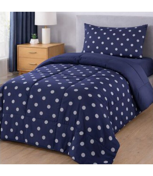 2Pc PRINTED REVERSE TO SOLID COMFORTER TWIN