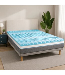 MAISON BLANCHE 7 ZONE 1.5" GEL MEMORY FOAM MATTRESS TOPPER BLUE