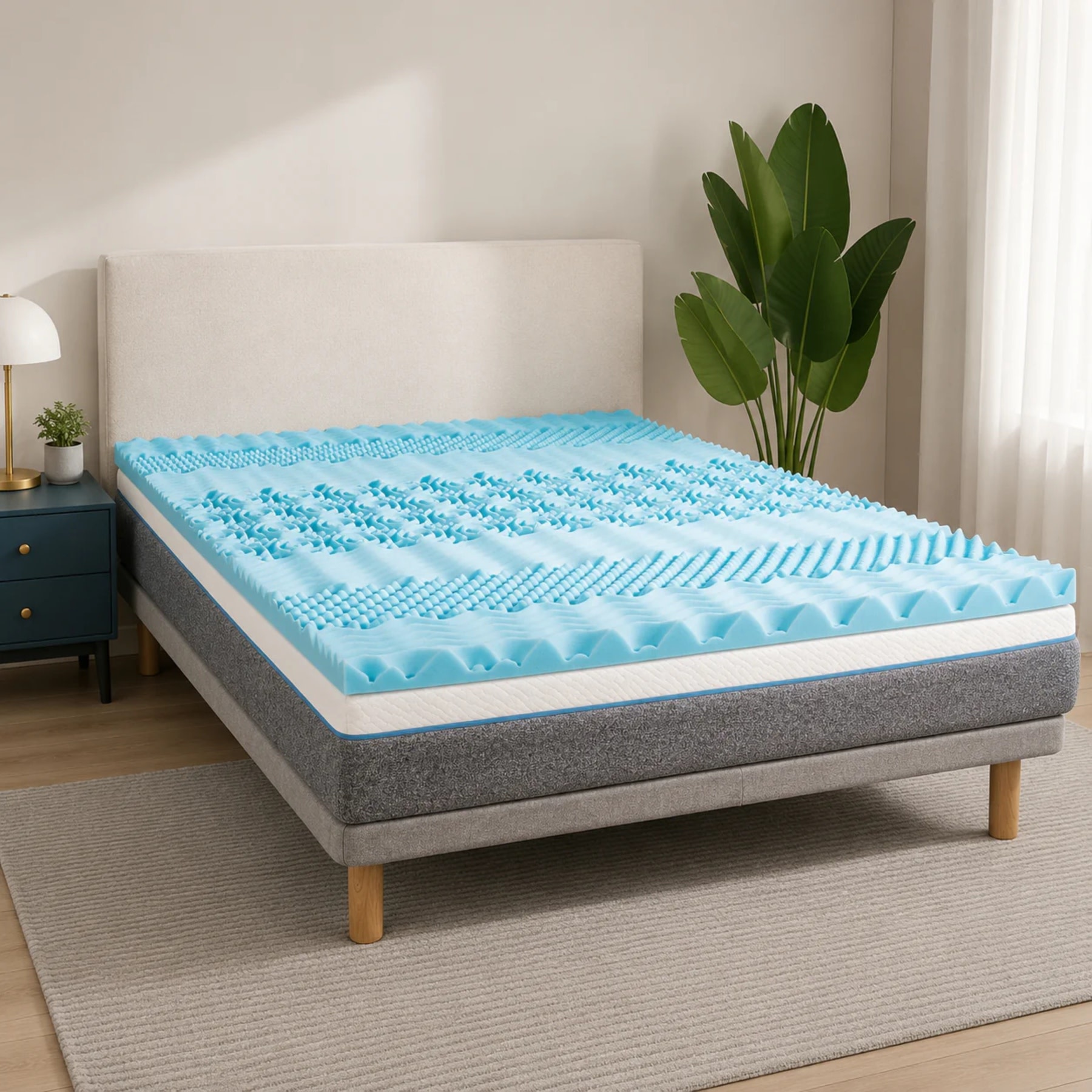 Maison Blanche 7 Zone 1.5" Gel Memory Foam Mattress Topper Blue - Sale