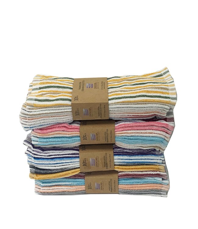 10pk STRIPE FACE CLOTH AST 12X12"