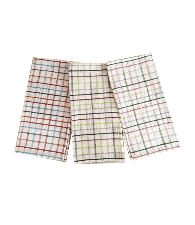 10pk MULTI CHECK WAFFLE DISH CLOTHS AST 13″x 13″