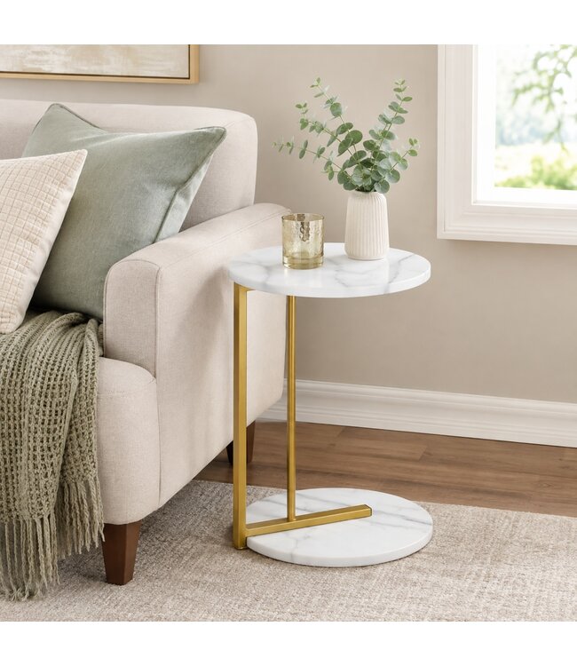 ATELIER DU NORD ROUND ACCENT TABLE w/GOLD FRAME 22"