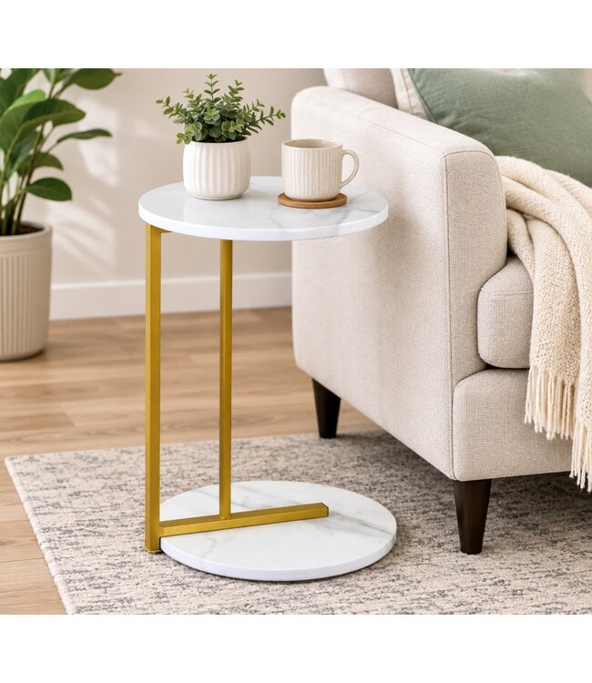 ATELIER DU NORD ROUND ACCENT TABLE w/GOLD FRAME 22"
