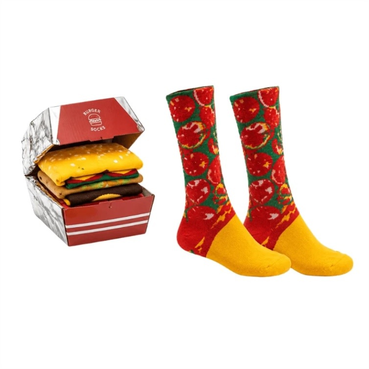 3 Pairs Hamburger Socks in Box Multi