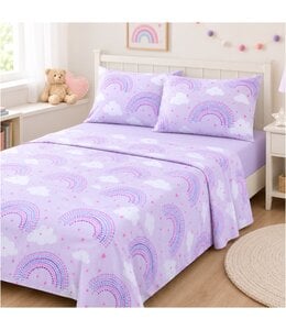 mari & mac RAINBOW HEARTS SHEET SET LILAC