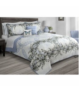 FOREVER BLUE 3Pc REVERSIBLE  QUILT SET DOUBLE/QUEEN