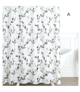 3PC SHOWER CURTAIN/BATH MAT SET AST w/HOOKS