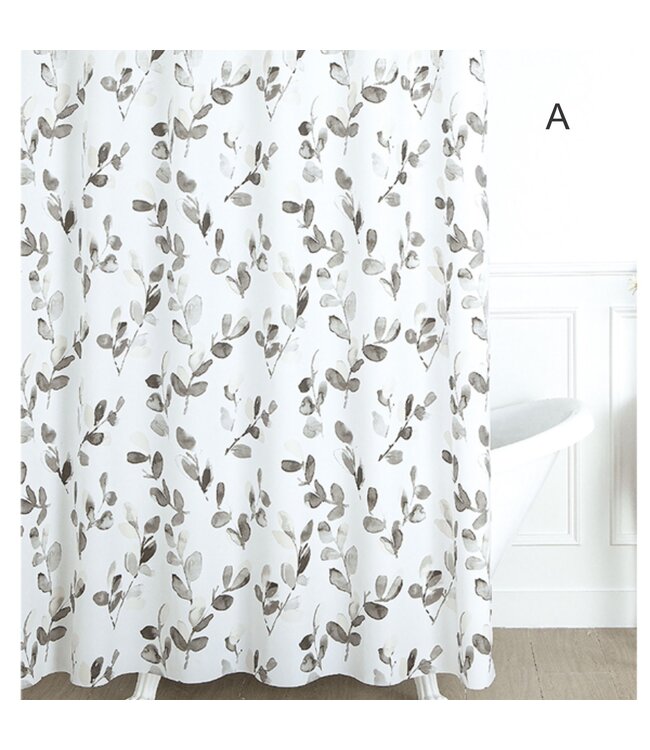 3PC SHOWER CURTAIN/BATH MAT SET AST w/HOOKS