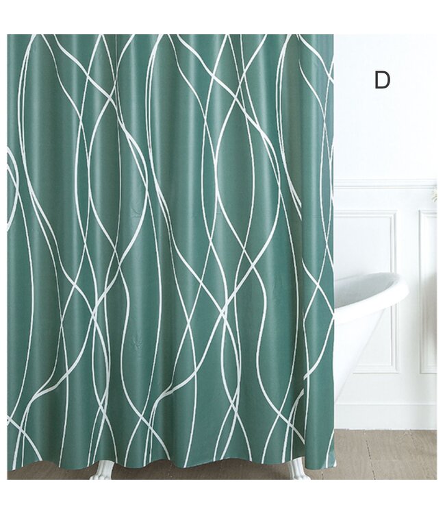 3PC SHOWER CURTAIN/BATH MAT SET AST w/HOOKS