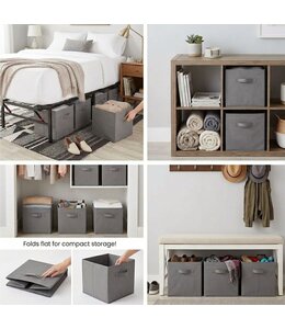 NON-WOVEN FOLDABLE STORAGE BOX GREY 13x13x13"