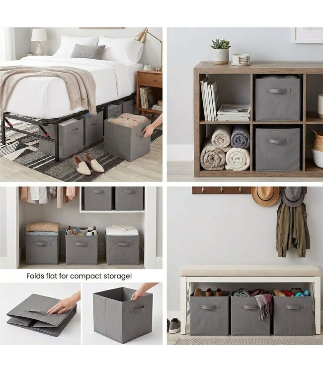 NON-WOVEN FOLDABLE STORAGE BOX GREY 13x13x13"