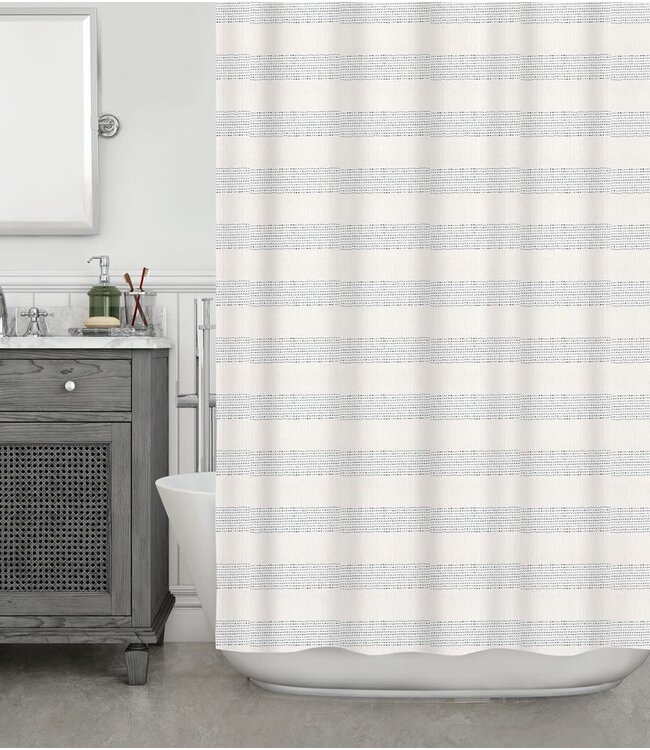 BAILEY 70/30% COTTON/POLY FABRIC SHOWER CURTAIN WHITE