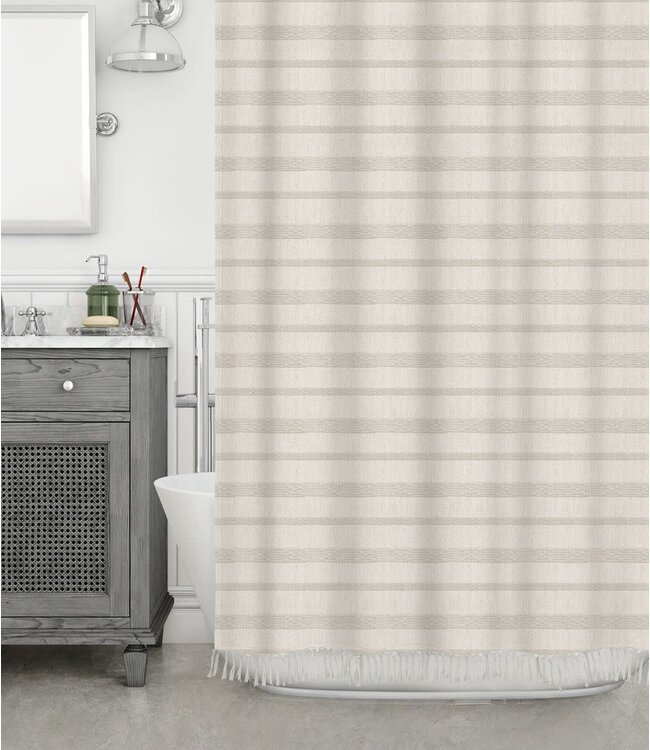 DOBBY 70/30% COTTON/POLY FABRIC SHOWER CURTAIN NATURAL