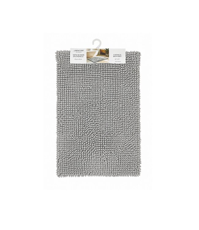 CHENILLE BATH MAT GREY 16X24″
