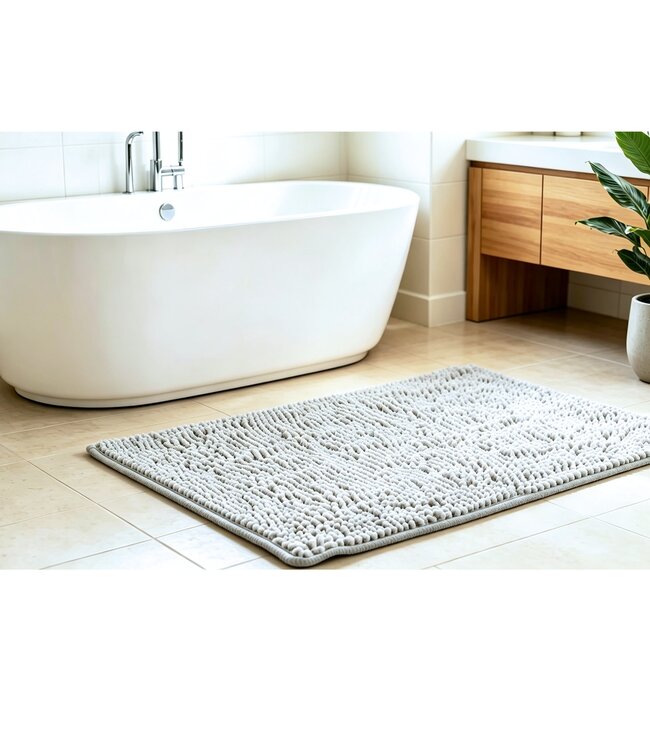 CHENILLE BATH MAT GREY 16X24″