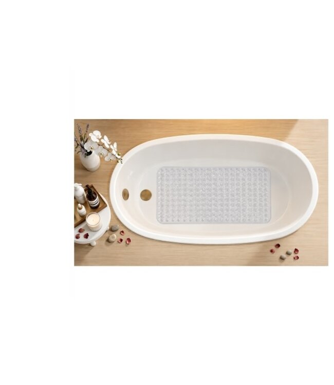 BUBBLE PEVA TUB MAT CLEAR 15″ x 27″