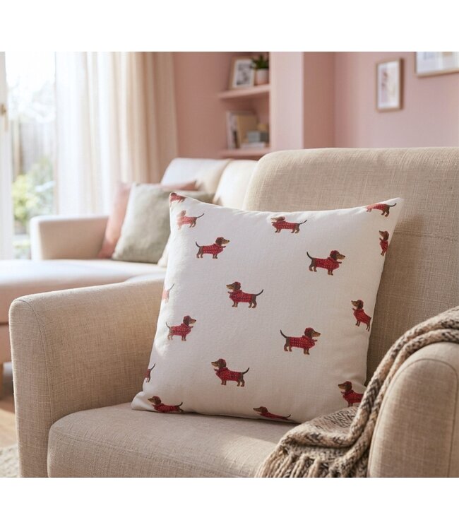 LAUREN TAYLOR DOG PRINT CUSHION AST 18X18"