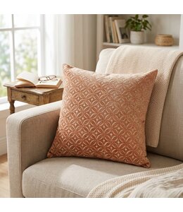 LAUREN TAYLOR CHENILLE CUSHIONS CORAL GEO 20X20"
