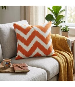 2Pk CUSHION COVERS 18x18" Chevron Orange Patterned