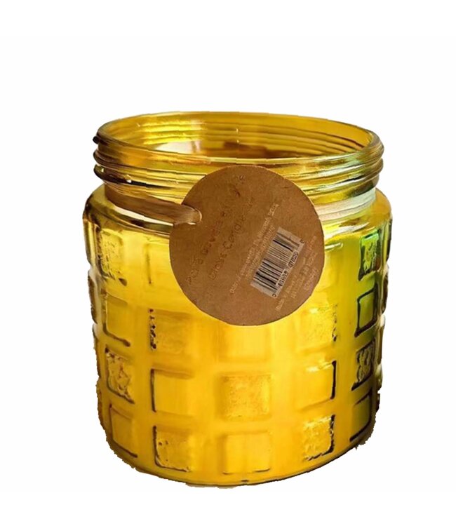 LAUREN TAYLOR 3% CITRONELLA CANDLE IN GLASS POT BLUE or YELLOW